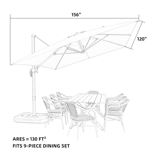 Arlmont & Co. Delly 120'' x 156'' Rectangular Cantilever Umbrella